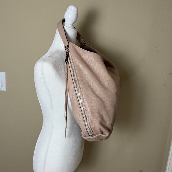 REBECCA MINKOFF Leather Hobo Slouch Neutral Blush Beige Large Bag Purse - Picture 5 of 10
